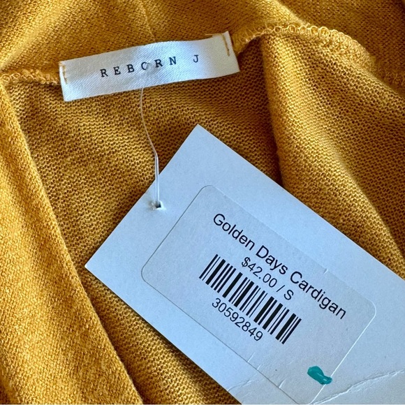 Reborn J Golden Days Mustard Cardigan with Lace Elbow Detail – Size S - Picture 5 of 8
